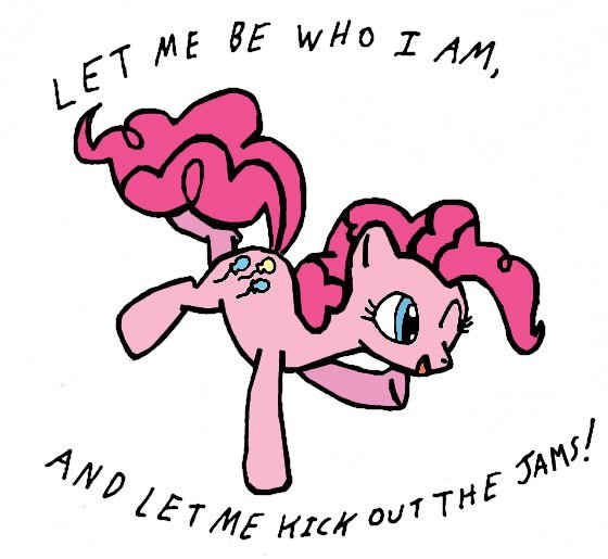 Size: 560x515 | Tagged: artist:closer-to-the-sun, dancing, derpibooru import, lyrics, mc5, pinkie pie, safe, solo