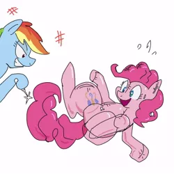 Size: 400x400 | Tagged: artist:kushina13, balloon pony, fetish, imminent popping, inanimate tf, inflatable, inflatable fetish, inflatable pony, pinkie pie, pool toy, rainbow dash, safe, transformation