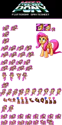 Size: 290x580 | Tagged: artist:khaomortadios, crossover, derpibooru import, fluttershy, kindmare, megaman, megapony, pixel art, safe, sprite, video game