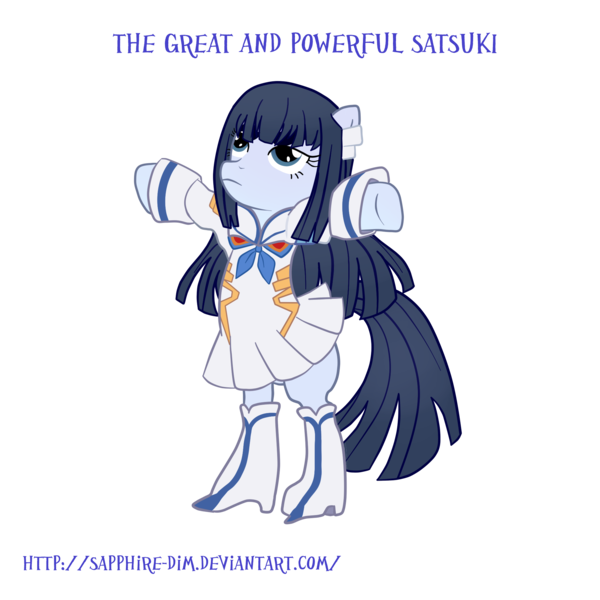 Size: 2000x2000 | Tagged: source needed, useless source url, safe, artist:shivery-ao, derpibooru import, trixie, ponified, pony, bipedal, crossover, kill la kill, ryoka yuzuki, satsuki kiryuin, solo, voice actor joke