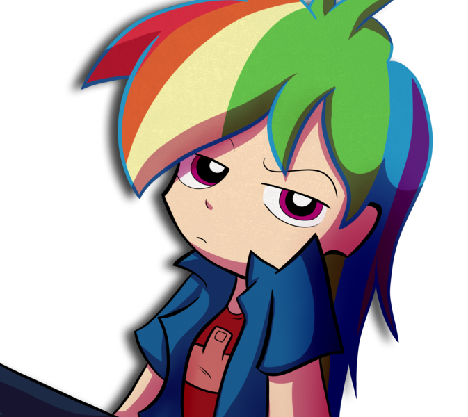 Size: 7058x6295 | Tagged: safe, artist:fj-c, derpibooru import, rainbow dash, equestria girls, absurd resolution, humanized, light skin, middle finger, panty and stocking with garterbelt, simple background, solo, transparent background, vulgar