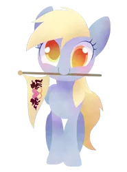 Size: 1066x1440 | Tagged: safe, artist:dawnfire, derpibooru import, derpy hooves, pegasus, pony, rainbow falls, colored pupils, cute, derpabetes, female, mare, mouth hold, no nose, simple background, solo, the grey one's glorious return, transparent background