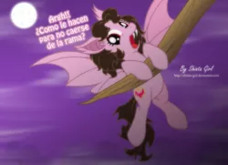 Size: 1236x894 | Tagged: safe, artist:shinta-girl, derpibooru import, oc, oc:shinta pony, unofficial characters only, bat pony, pony, solo, spanish