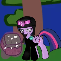 Size: 1000x1000 | Tagged: safe, artist:nimitea, artist:screwballthepirate, derpibooru import, twilight sparkle, twilight sparkle (alicorn), alicorn, enderman, pony, clothes, crossover, female, hoodie, mare, minecraft, solo