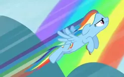 Size: 820x510 | Tagged: aerial relay, derpibooru import, fast, flying, rainbow, rainbow dash, rainbow falls, safe, screencap, solo, speed