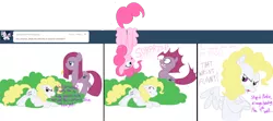 Size: 1280x569 | Tagged: artist:lowhitney, ask tripie, derpibooru import, fourth wall, g1, g1 to g4, generation leap, pinkamena diane pie, pinkie pie, safe, surprise, tumblr