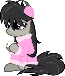 Size: 1895x2211 | Tagged: safe, artist:zacatron94, derpibooru import, octavia melody, earth pony, pony, bathrobe, bed mane, clothes, earmuffs, female, mare, morning ponies, robe, simple background, solo, transparent background, vector