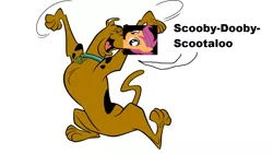 Size: 1216x688 | Tagged: 1000 hours in ms paint, background pony strikes again, bad pun, derpibooru import, dog, edit, hanna barbera, lame, ms paint, pun, safe, scooby doo, scootaloo