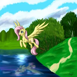 Size: 1600x1600 | Tagged: safe, artist:artyjoyful, derpibooru import, fluttershy, solo