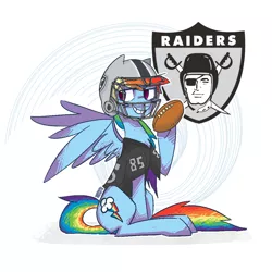 Size: 1100x1100 | Tagged: american football, artist:xieril, derpibooru import, nfl, oakland raiders, rainbow dash, safe, solo