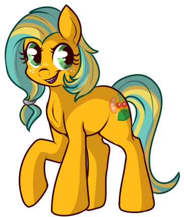 Size: 364x431 | Tagged: safe, artist:lulubell, derpibooru import, earth pony, pony, g1, g1 to g4, generation leap, simple background, solo, transparent background, tutti frutti