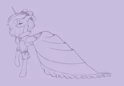 Size: 1150x800 | Tagged: artist:scheadar, clothes, derpibooru import, dress, monochrome, princess celestia, safe, solo