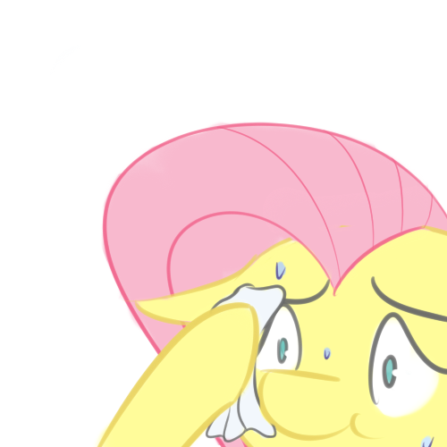 Size: 500x500 | Tagged: artist needed, safe, derpibooru import, fluttershy, :t, female, floppy ears, image, png, popped a molly, reaction image, simple background, solo, sweat, sweating towel guy, white background, wide eyes