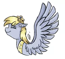 Size: 525x475 | Tagged: safe, artist:ask-evileyedoctor, derpibooru import, derpy hooves, pegasus, pony, ask princess derpy, female, mare, princess derpy, solo, spread wings, wings