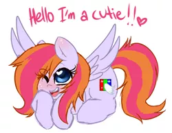 Size: 1280x993 | Tagged: safe, artist:mixipony, derpibooru import, oc, unofficial characters only, pegasus, pony, blushing, solo, wink