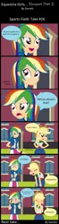 Size: 1975x7525 | Tagged: safe, artist:garretthegarret, derpibooru import, applejack, rainbow dash, equestria girls, blooper, comic, hilarious in hindsight, human coloration, implied windy whistles, mobile phone, rainbow mom, top gear