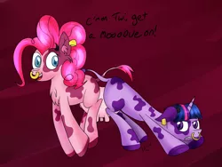 Size: 4000x3000 | Tagged: artist:novaspark, conjoined, conjoined by crotchboobs, cow pony, derpibooru import, ear tag, lol, nose ring, pincow pie, pinkie pie, safe, species swap, twilight sparcow, twilight sparkle, udder, wat, wtf