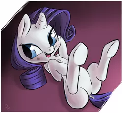 Size: 1032x949 | Tagged: artist:thedrainpipe, derpibooru import, on back, rarity, safe, solo