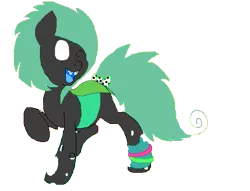 Size: 521x399 | Tagged: 80s, artist:princessamity, bow, bracelet, braces, changeling, dancing, derpibooru import, fashion, green changeling, leg warmers, oc, pixel art, safe, simple background, smiling, solo, transparent background, unofficial characters only, vector, wink