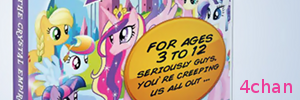 Size: 300x100 | Tagged: 4chan, applejack, banner, cracked, derpibooru import, fluttershy, princess cadance, rainbow dash, rarity, safe, seems legit, twilight sparkle