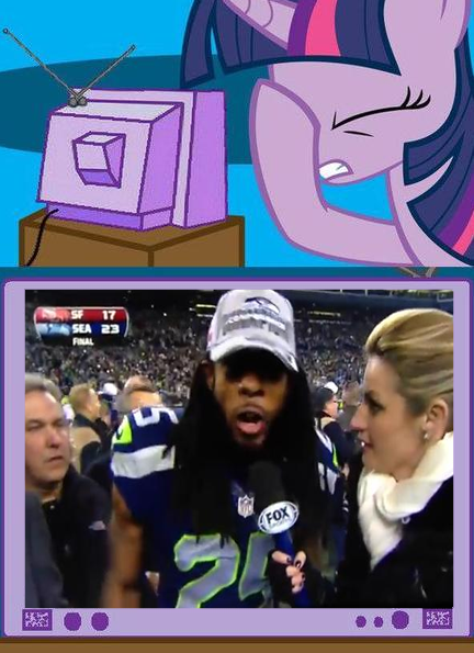 Size: 432x595 | Tagged: american football, derpibooru import, exploitable meme, meme, nfc championship, nfl, obligatory pony, richard sherman, safe, seattle seahawks, tv meme, twilight sparkle