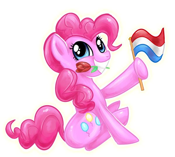 Size: 600x537 | Tagged: artist:avui, derpibooru import, dutch, flag, flower, netherlands, pinkie pie, safe, solo, tulip