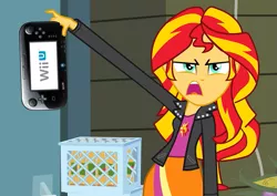 Size: 721x511 | Tagged: safe, derpibooru import, sunset shimmer, equestria girls, exploitable meme, meme, nintendo, solo, sunset is disgusted, wii u, wii u touchpad