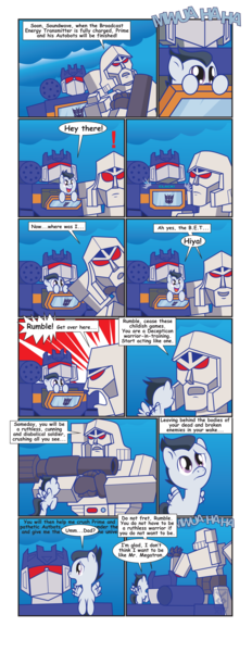 Size: 2550x6587 | Tagged: artist:inspectornills, comic, crossover, derpibooru import, megatron, rumble, safe, soundwave, transformers