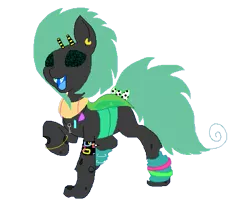 Size: 521x420 | Tagged: 80s, accessories, artist:princessamity, bow, bracelet, braces, changeling, changeling oc, dancing, derpibooru import, earring, green changeling, hairclip, key, leg warmers, necklace, oc, pixel art, safe, simple background, smiling, solo, transparent background, unofficial characters only, vector