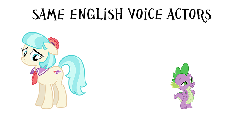 Size: 1000x550 | Tagged: cathy weseluck, coco pommel, derpibooru import, exploitable meme, meme, safe, same voice actor, spike, voice actor