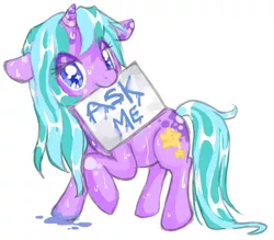 Size: 600x525 | Tagged: safe, artist:glowbunny, derpibooru import, oc, oc:waterglow, unofficial characters only, pony, unicorn, ask waterglow, solo, wet mane