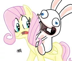 Size: 697x591 | Tagged: artist:iceclimbers87, crossover, derpibooru import, fluttershy, meme, rabbids, rayman raving rabbids, safe