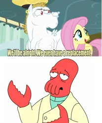 Size: 643x775 | Tagged: bulk biceps, derpibooru import, fluttershy, futurama, meme, rainbow falls, replacement meme, safe, why not zoidberg, zoidberg