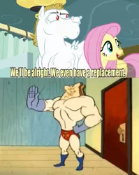 Size: 637x802 | Tagged: bulk biceps, caption, derpibooru import, fluttershy, meme, powdered toast man, rainbow falls, ren and stimpy, replacement meme, safe