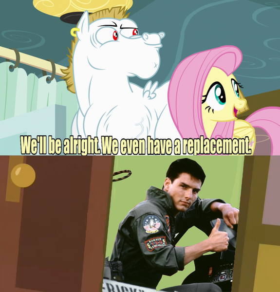 Size: 640x668 | Tagged: bulk biceps, derpibooru import, exploitable meme, fluttershy, maverick, meme, replacement meme, roid rage, safe, top gun