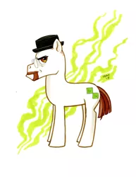 Size: 1078x1400 | Tagged: safe, artist:carla speed mcneil, derpibooru import, ponified, earth pony, pony, bald, beard, breaking bad, color, crossover, cutie mark, glasses, hat, heisenberg, heisenpon, hilarious in hindsight, male, marker drawing, moustache, simple background, solo, stallion, traditional art, walter white, white background