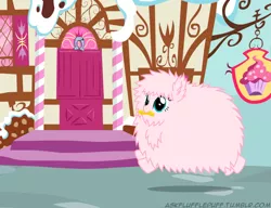 Size: 650x500 | Tagged: artist:mixermike622, bits, derpibooru import, mouth hold, oc, oc:fluffle puff, safe, solo, sugarcube corner, unofficial characters only