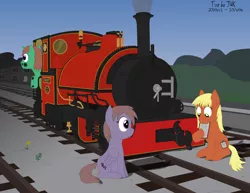 Size: 2000x1545 | Tagged: clipboard, derpibooru import, faust, locomotive, narrow gauge, oc, railroad, safe, steam engine, train, trottingham vale light railway, unofficial characters only