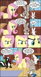 Size: 783x1465 | Tagged: angel bunny, artist:coshi-dragonite, comic, derpibooru import, fluttershy, rabbit, safe, skunk, skunk fu, the stare