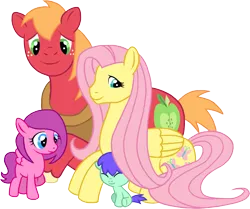 Size: 1078x901 | Tagged: safe, artist:afh, derpibooru import, big macintosh, fluttershy, oc, earth pony, pony, alternate body style, fluttermac, male, offspring, parent:big macintosh, parent:fluttershy, parents:fluttermac, shipping, stallion, straight