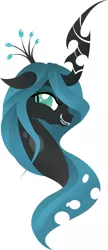 Size: 466x1080 | Tagged: artist:rariedash, bust, changeling, derpibooru import, fangs, female, floppy ears, lineless, portrait, profile, queen chrysalis, safe, simple background, solo, teeth, white background