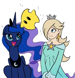 Size: 4721x4895 | Tagged: absurd resolution, artist:redapropos, crossover, dead source, derpibooru import, luma, princess luna, rosalina, safe, super mario bros., super mario galaxy