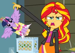 Size: 1016x720 | Tagged: safe, derpibooru import, sunset shimmer, twilight sparkle, twilight sparkle (alicorn), equestria girls, alicorn drama, drama, exploitable meme, meme, micro, sunset is disgusted, this will end in tears, wing hold