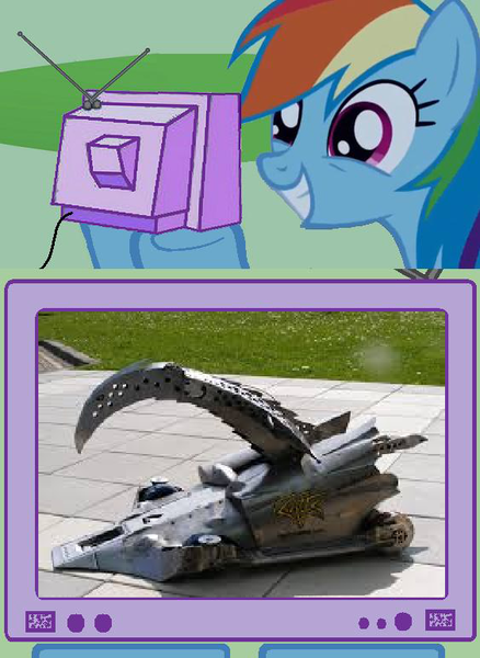 Size: 563x771 | Tagged: derpibooru import, exploitable meme, meme, obligatory pony, rainbow dash, razer, robot wars, safe, tv meme