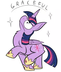 Size: 600x700 | Tagged: safe, artist:karpet-shark, derpibooru import, twilight sparkle, twilight sparkle (alicorn), alicorn, pony, twily-daily, chest fluff, female, fluffy, graceful, majestic as fuck, mare, pose, raised hoof, raised leg, solo, sparkles, wide eyes