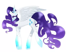 Size: 1024x819 | Tagged: safe, artist:linamomoko, derpibooru import, rarity, alicorn, pony, alicornified, race swap, raricorn, simple background, solo, white background