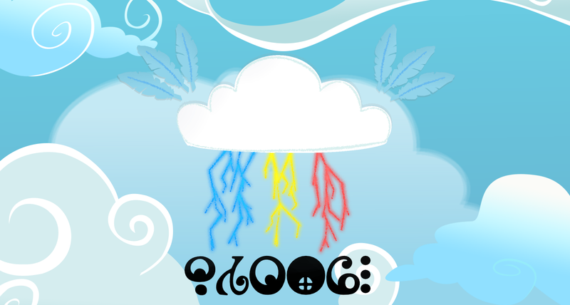 Size: 1334x714 | Tagged: artist needed, cloud, cloudy, derpibooru import, lightning, madoka runes, pmmm witch, puella magi madoka magica, rainbow dash, safe, sky, source needed, species swap, witch