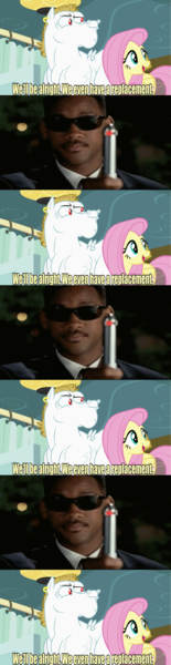 Size: 641x2479 | Tagged: agent j, bulk biceps, fluttershy, meme, men in black, neuralizer, replacement meme, safe, will smith