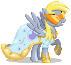 Size: 350x322 | Tagged: safe, artist:rockingscorpion, derpibooru import, derpy hooves, pegasus, pony, picture perfect pony, clothes, dress, female, kamina sunglasses, mare, pixel art, solo, sunglasses, swag