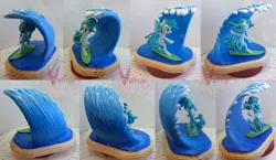 Size: 2738x1592 | Tagged: safe, artist:viistar, derpibooru import, oc, unofficial characters only, earth pony, pony, clay, female, figurine, mare, sculpture, solo, surfboard, surfing